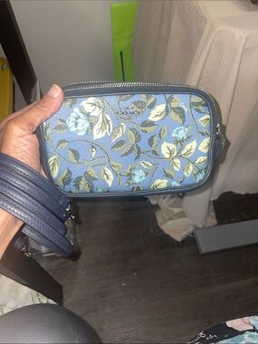 Coach Sadie FloralCrossbody Bag with Navy Trim